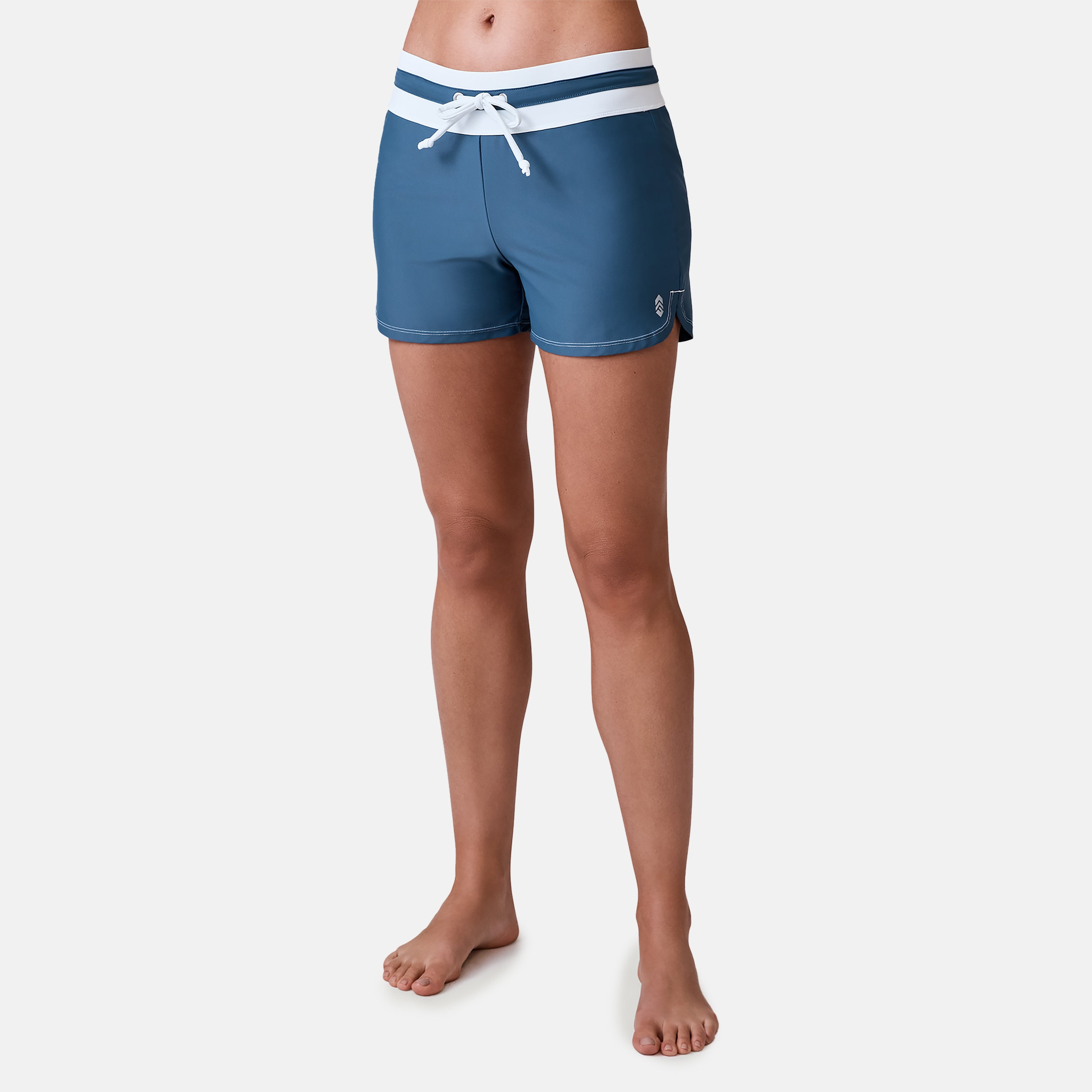 Free Country Women's Drawstring Swim Short Slate-White XL