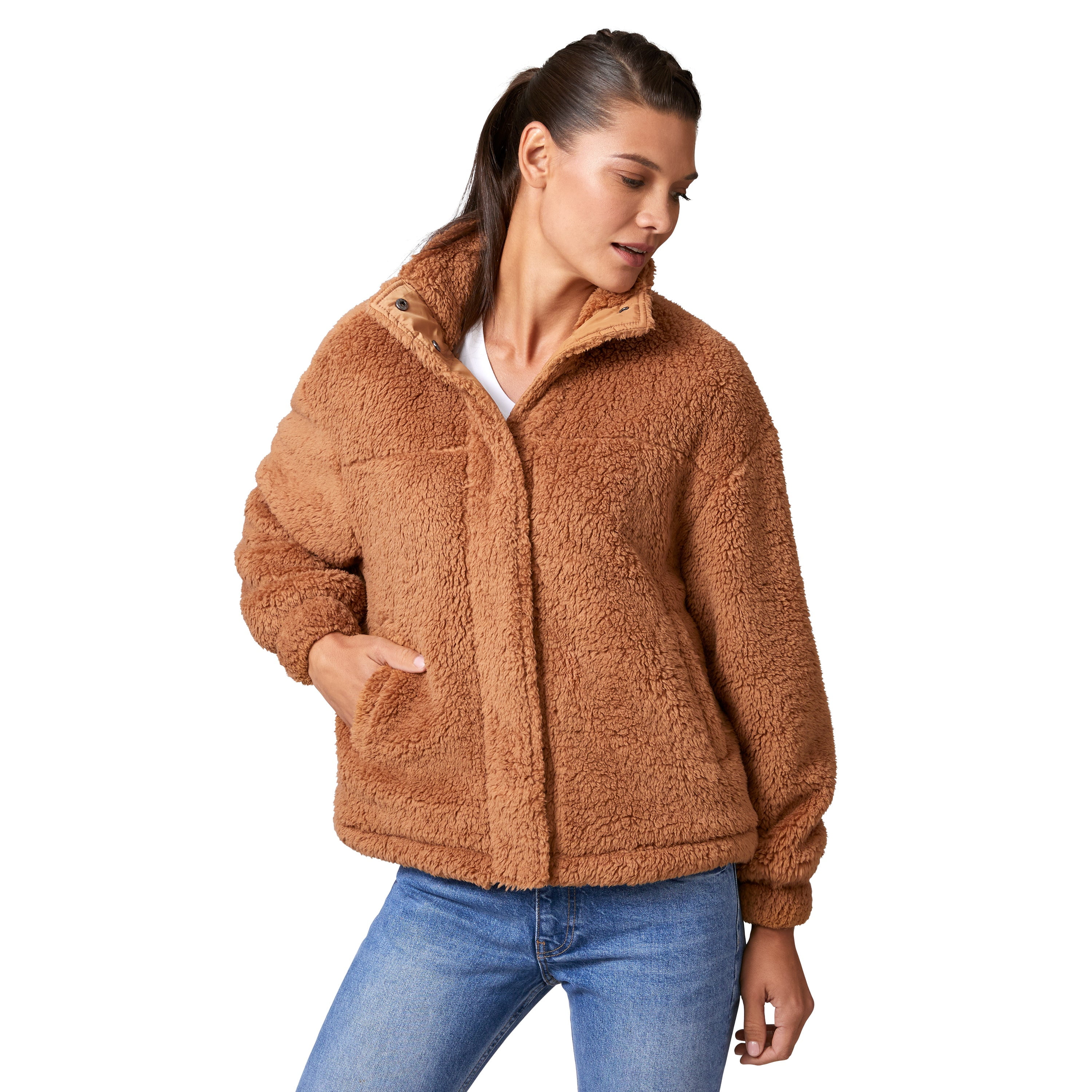 Fabletics Camel Fleece Jackets for Women