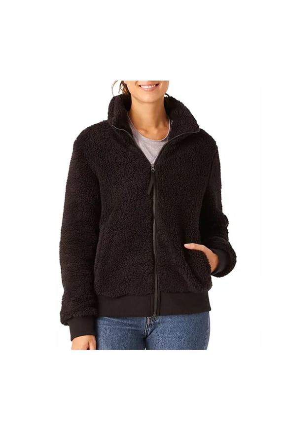 Women's FreeCycle Plush Butter Pile Sherpa Full-Zip Jacket (Black, S)