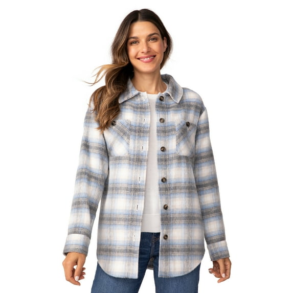 Free Country Women's Hayley Plaid Shacket Cloud Plaid L
