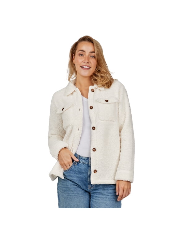 Women's High Pile Shacket Off-White S