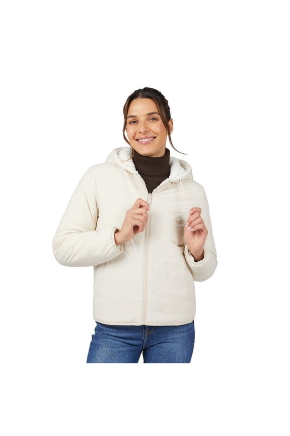 Women's Hooded Cirrus Quilted Reversible Jacket Oat M