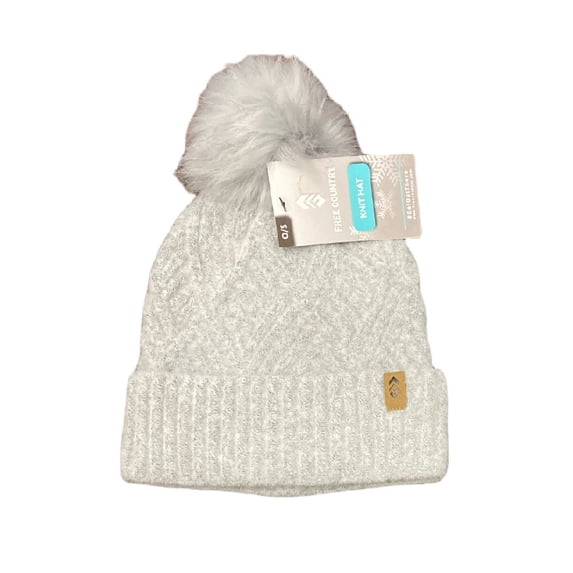 Free Country Women's Knit Warm Winter Hat With Pom Pom, One Size Fits All (Grey)