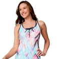 thumbnail image 1 of Free Country Women's Lace-Up Racerback Tankini Top Aruba Oasis Chevron S, 1 of 4