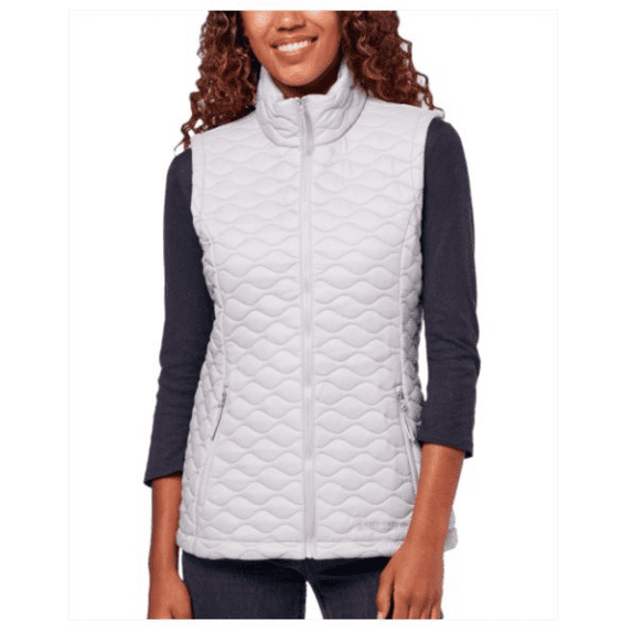 Free Country Women's Lightweight FreeCycle Quilted Zip Up Fitted Vest (Silver Chip, S)