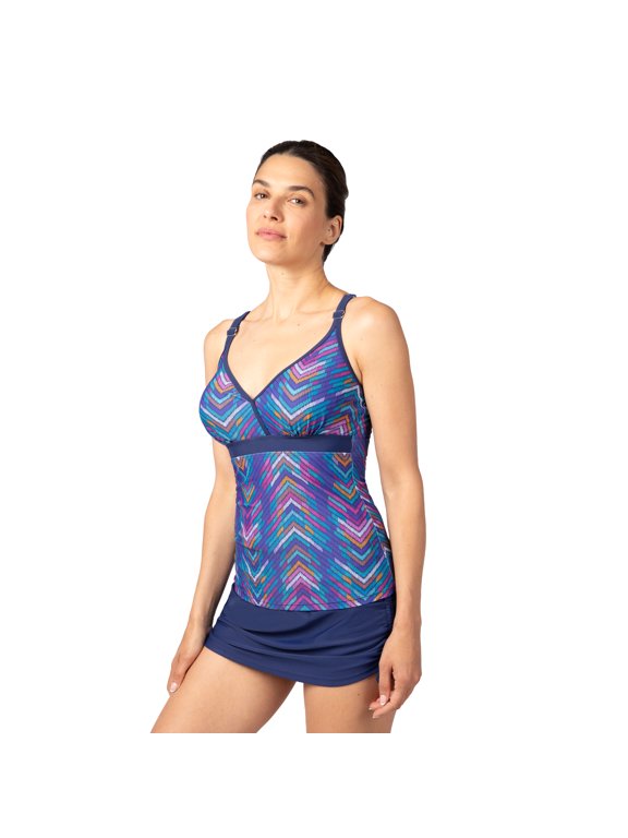 Women's Macrame Back Tankini Top Rhumba Marine L