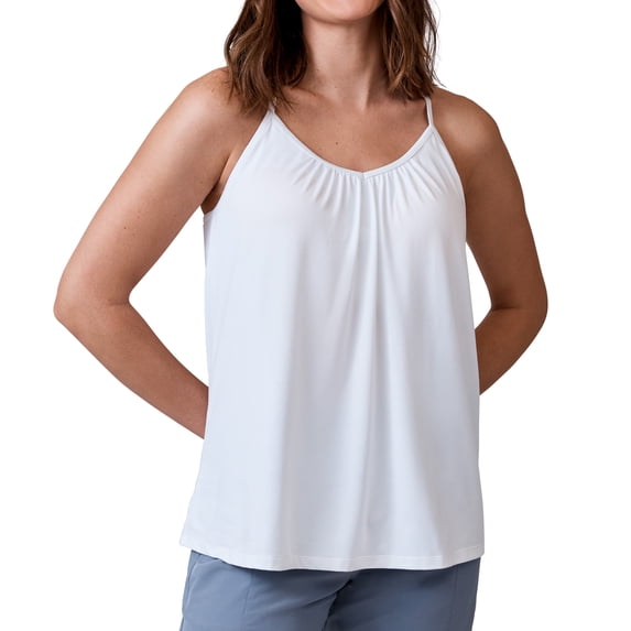 Free Country Women's Microtech® Chill B Cool V-Neck Built-In Bra Cami Top White M