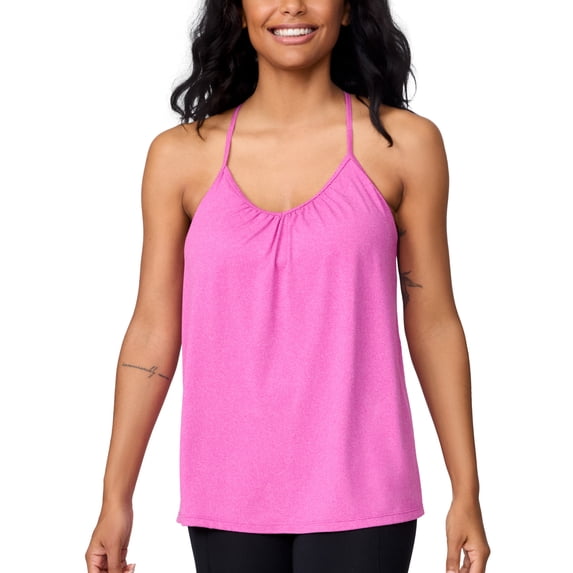 Free Country Women's Microtech® Chill B Cool V-Neck Cami Top with Built-In Bra Azalea XL