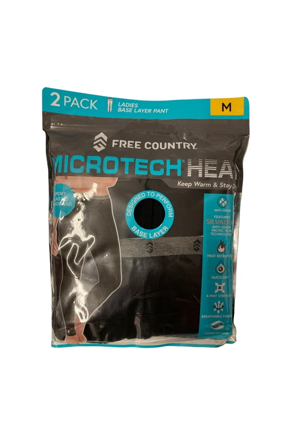 Women's Microtech Heat Base Layer Pant 2 Pack (Black, XXL)