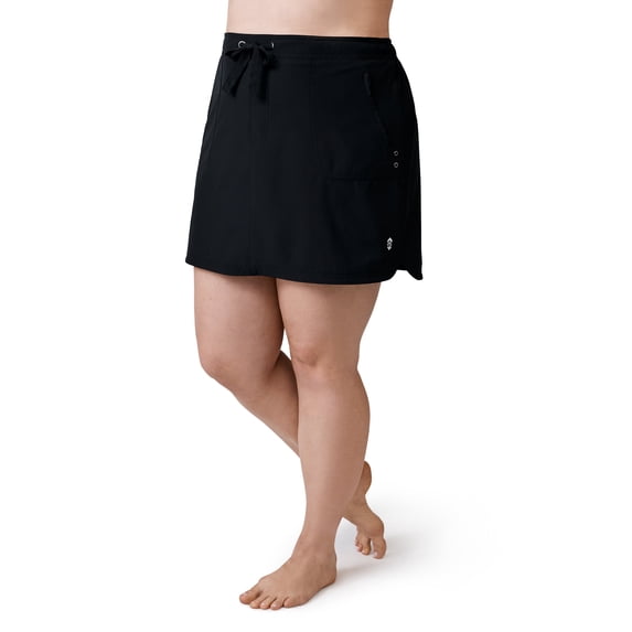 Free Country Women's Plus Size Beach and Beyond Skort Black 1X