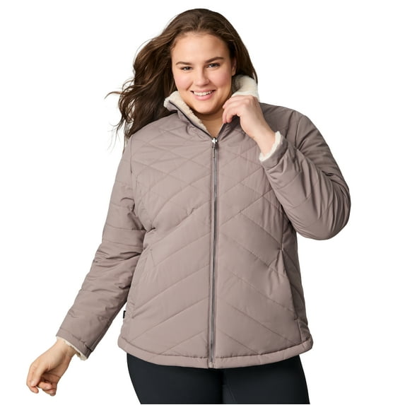 Free Country Women's Plus Size Cirrus Quilted Reversible Jacket Mocha 3X