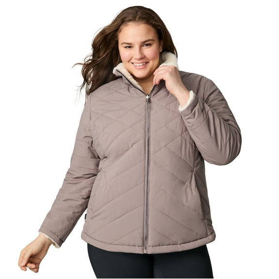 Free Country Women's Plus Size Cirrus Quilted Reversible Jacket Mocha 3X