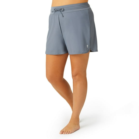 Free Country Women's Plus Size Drawstring Swim Short  Cloud Grey 3X