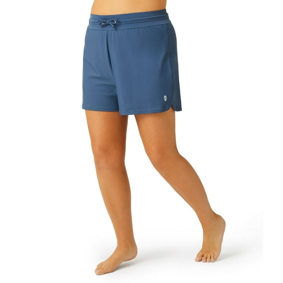 Free Country Women's Plus Size Drawstring Swim Short Slate 1X