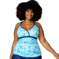 thumbnail image 1 of Free Country Women's Plus Size Macrame Back Tankini Top Aquatopia Mirage 1X, 1 of 4