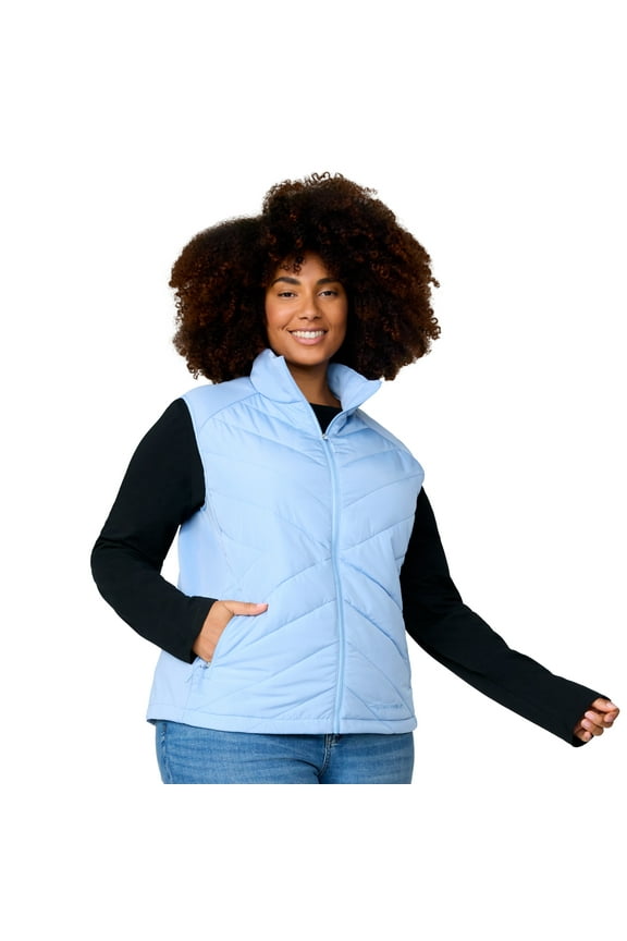 Women's Plus Size Quilted Hybrid Vest Cloud 1X