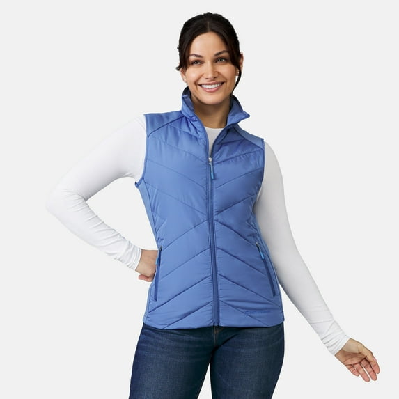 Free Country Women's Quilted Hybrid Vest Chambray M