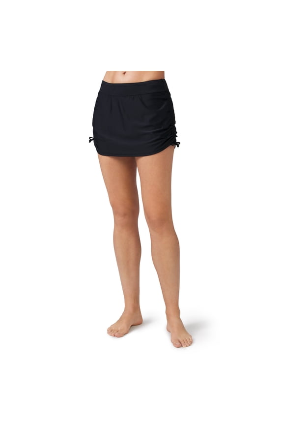 Women's Side Shirred Swim Skirt Black L