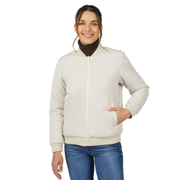Free Country Women's Stratus Lite Reversible Quilted Bomber Jacket Oat L