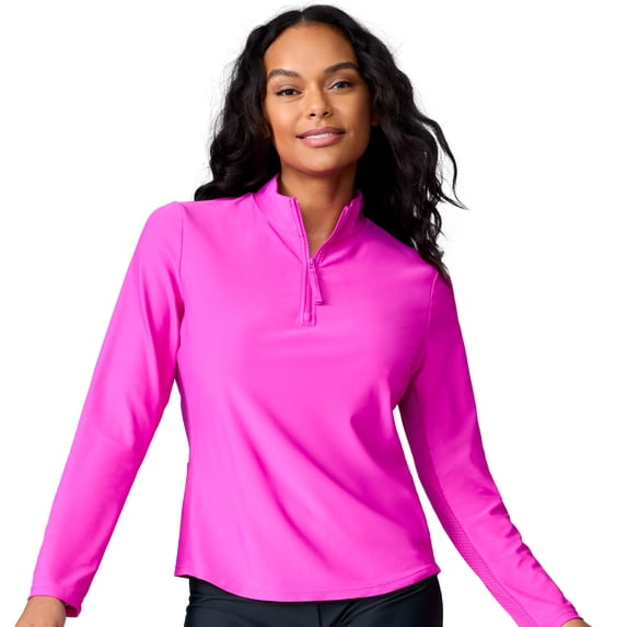 Free Country Women's Sun Breeze 1/2 Zip Sunshirt Magenta S