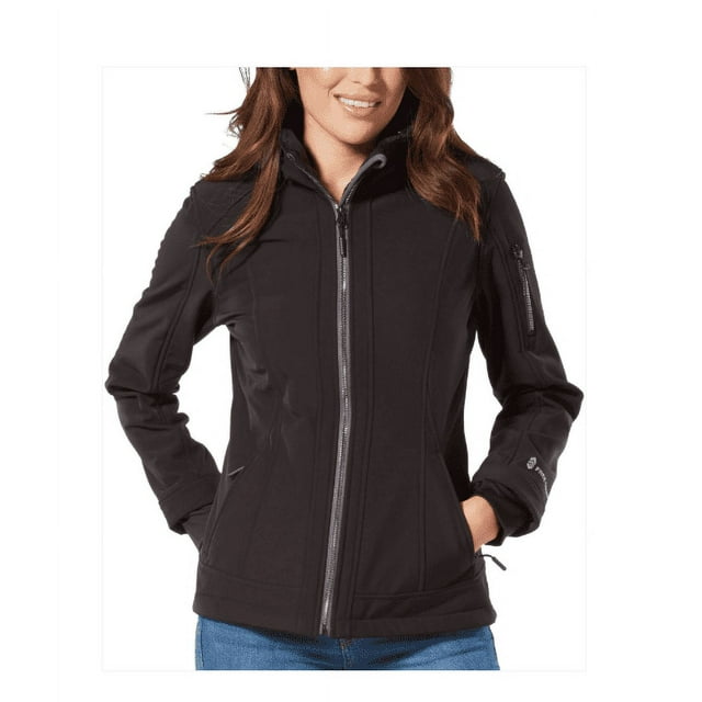 Free Country Women's Super Softshell Jacket with Faux Fur Inner Lining (Black, XXL)