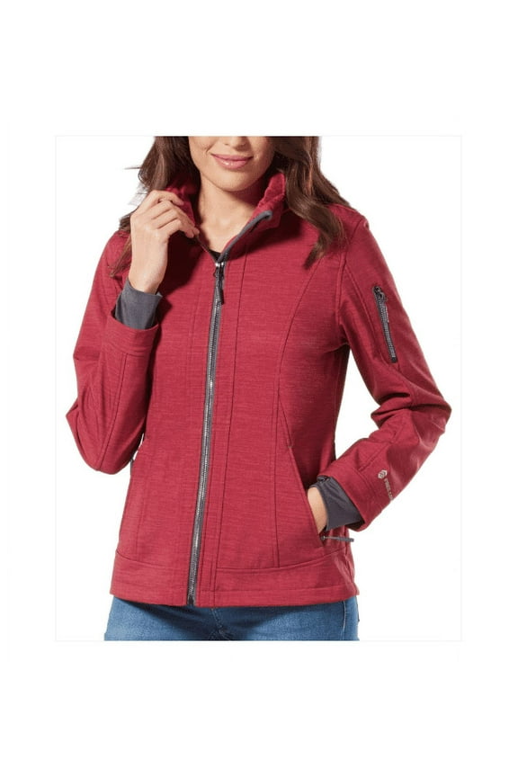 Women's Super Softshell Jacket with Faux Fur Inner Lining (Etched Red, S)