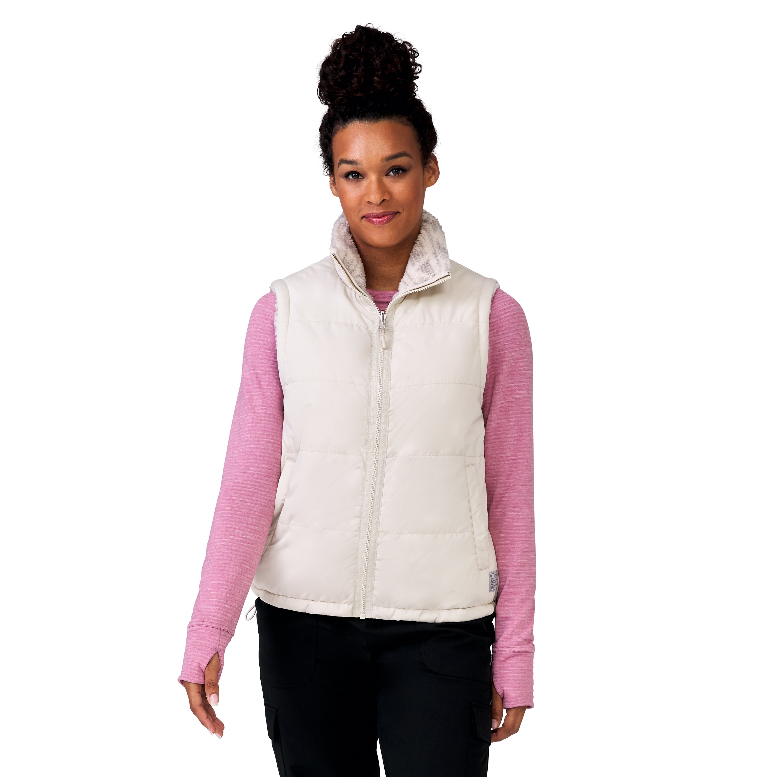 Free Country Women s Repreve Reversible Faux Fur Lined Zip Up Vest Camel L Walmart