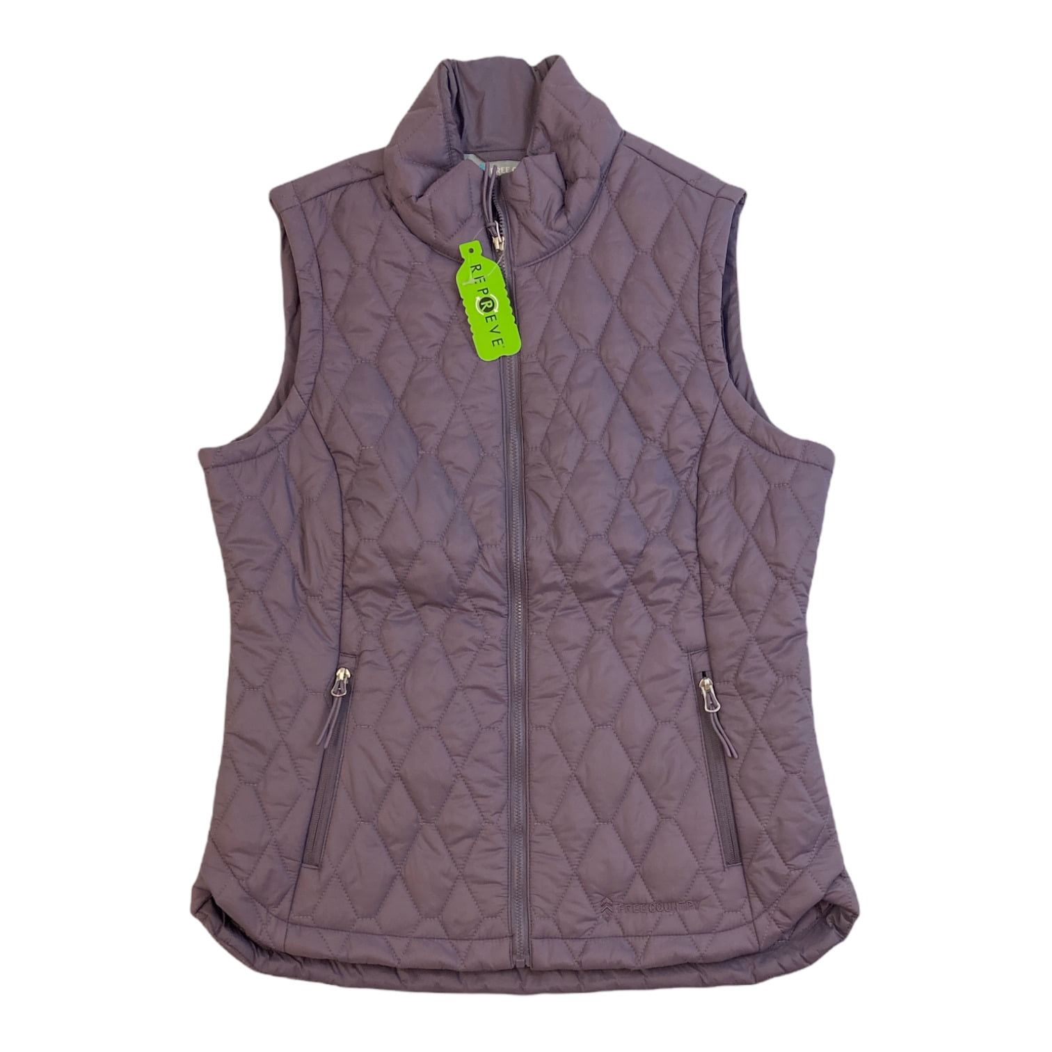 Free Country Women s Zip Up Diamond Quilted Wind Water Resistant Vest Shell Grey M Walmart