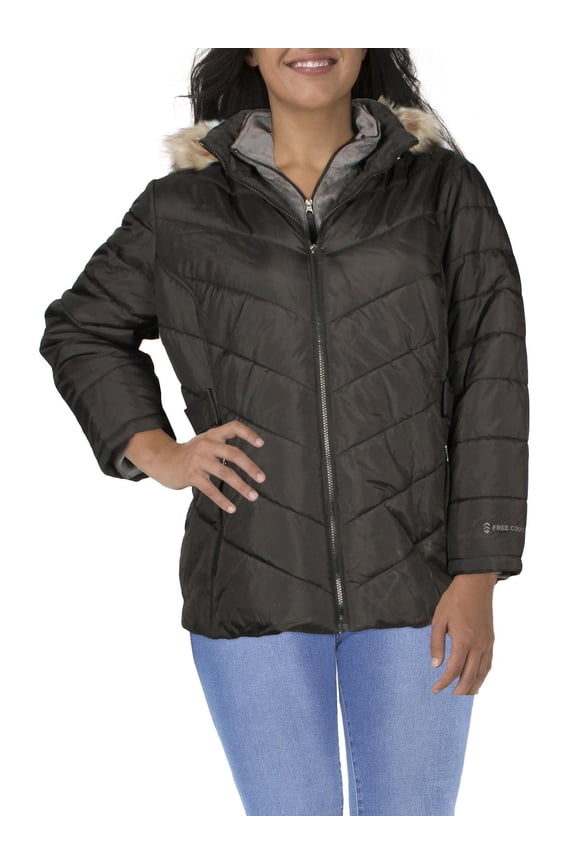Womens Plus Lightweight Polyester Parka Coat