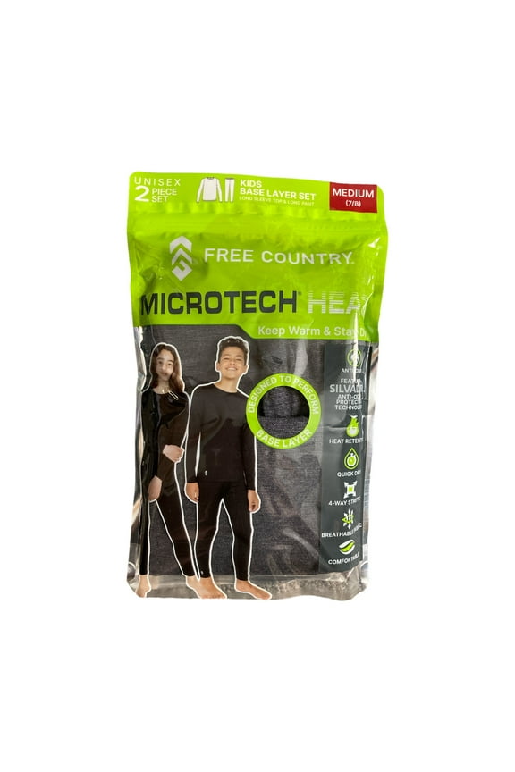 Youth Unisex 2 Piece Base Layer Long Sleeve and Pant Set (Heather Charcoal, XL (14/16))