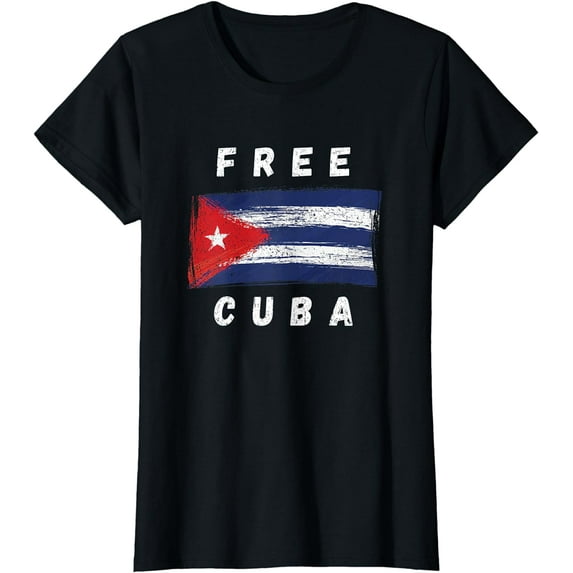 Free Cuba Retro Cuban Flag Design T-Shirt