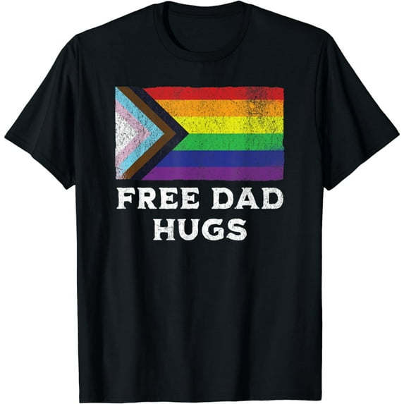Free Dad Hugs LGBT Rainbow Pride Fathers Day Pride Month T-Shirt