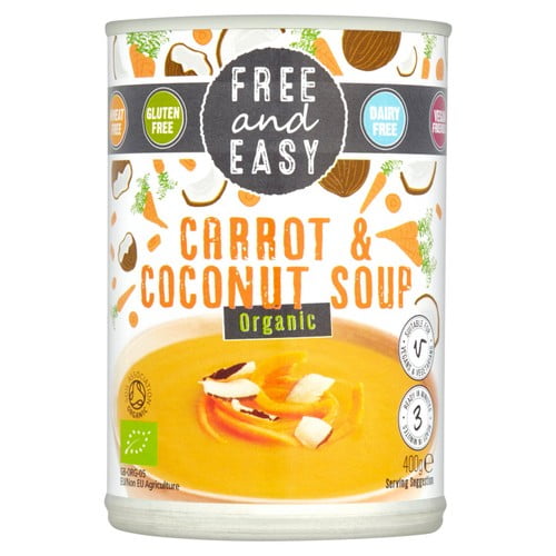Free & Easy Free From Dairy Free Organic Carrot & Coconut Soup 400g, British Import (Pack of 2)