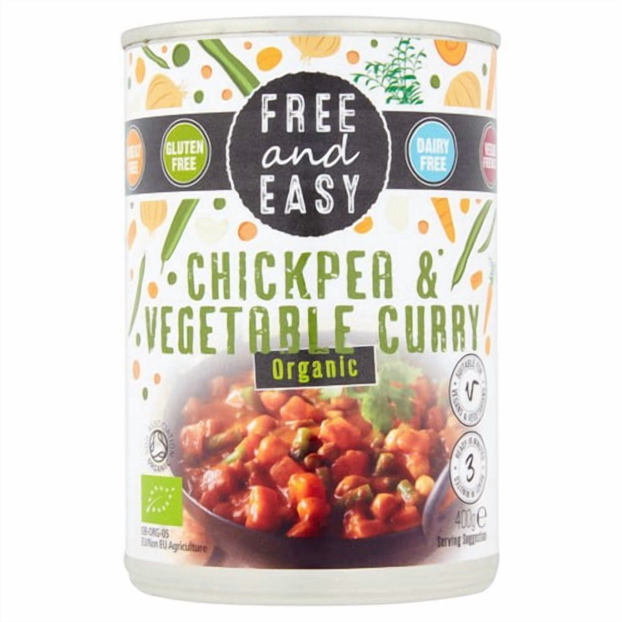 Free & Easy Free From Organic Chick Pea & Vegetable Curry 400g, British Import (Pack of 2)
