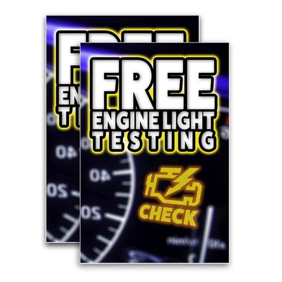 Free Engine Light Testing (24" X 36") Vinyl Decal Only (Pack of 2) |Sign|Sticker|Poster