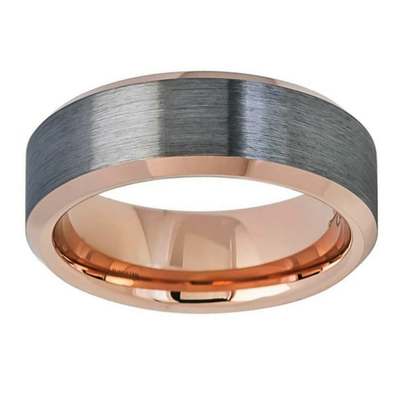 Free Engraving Men Women Personalized Inside Engraving Tungsten Carbide Wedding Band Ring 8mm Beveled Edge Brushed Ring