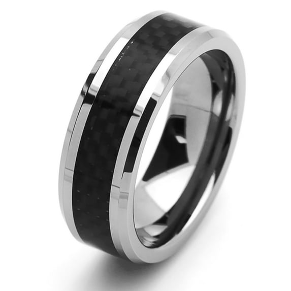 Free Engraving Men Women Personalized Inside Engraving Tungsten Carbide Wedding Band Ring 8mm Carbon Fiber Inlaid Pattern Ring
