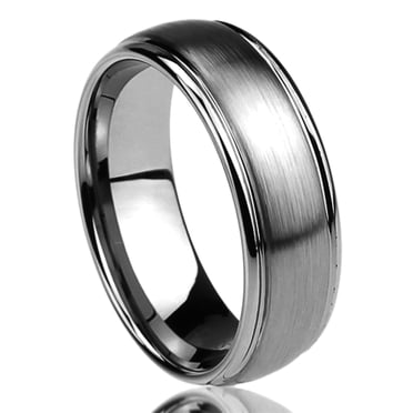 8mm Tungsten Carbide Classic Domed Wedding Band - Men's Or Ladies Shiny Ring