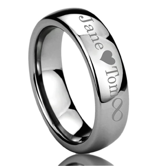 Free Engraving Men Women Personalized Outside Inside Engraving Tungsten Carbide Wedding Band Ring 5.5mm Domed Classic Ring