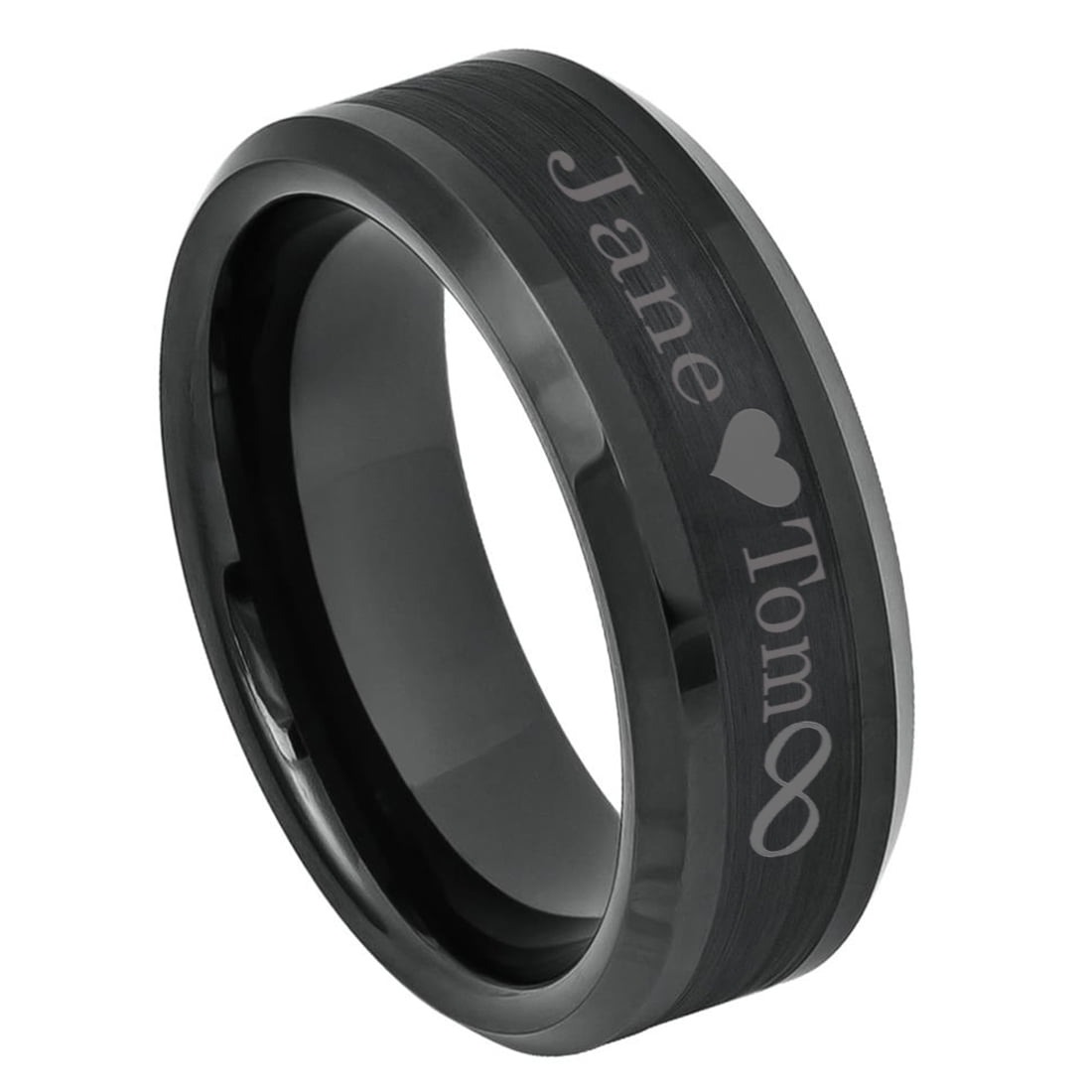 Free Engraving Men Women Personalized Outside Inside Engraving Tungsten Carbide Wedding Band ...
