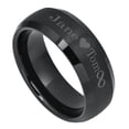 thumbnail image 1 of Free Engraving Men Women Personalized Outside Inside Engraving Tungsten Carbide Wedding Band Ring 8mm Brushed Cetner Beveled Black Ring, 1 of 5