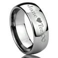 thumbnail image 1 of Free Engraving Men Women Personalized Outside Inside Engraving Tungsten Carbide Wedding Band Ring 8mm Domed Clasic Ring, 1 of 5