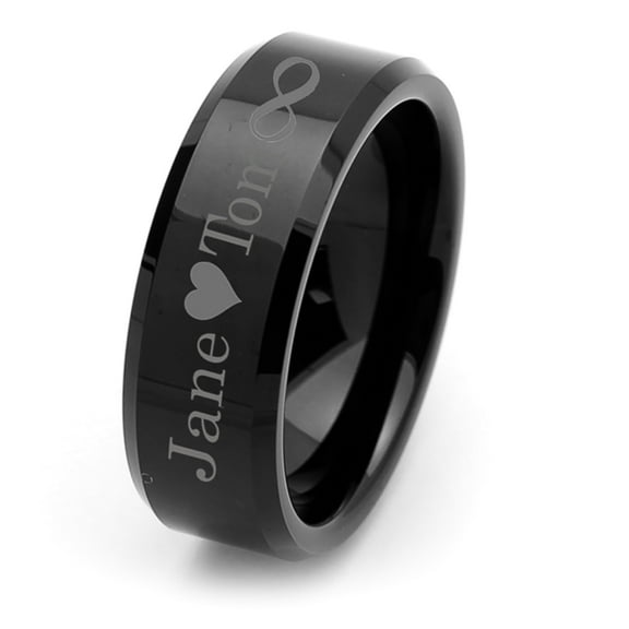 Free Engraving Men Women Personalized Outside Inside Engraving Tungsten Carbide Wedding Band Ring 8mm