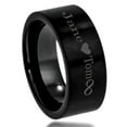 thumbnail image 1 of Free Engraving Men's Personalized Outside Inside Engraving Tungsten Carbide Wedding Band Ring 9mm Black Flat Ring, 1 of 5