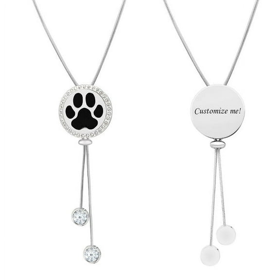 Free Engraving Personalized Aromatherapy Dog Paw Essential Oil Stainless Steel Adjustable Slider Necklace Diffuser Jewelry Free 12 Pads Gift Box Ship Next Day
