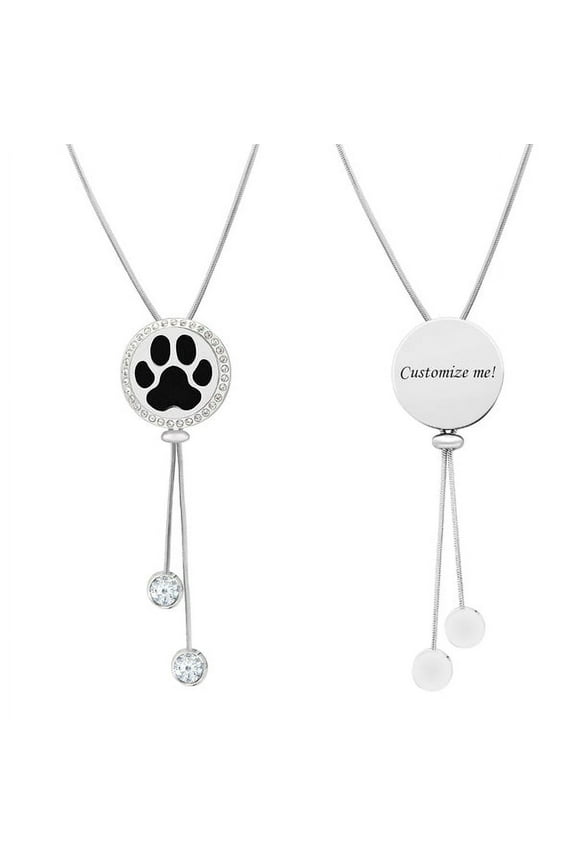 Free Engraving Personalized Aromatherapy Dog Paw Essential Oil Stainless Steel Adjustable Slider Necklace Diffuser Jewelry Free 12 Pads Gift Box Ship Next Day