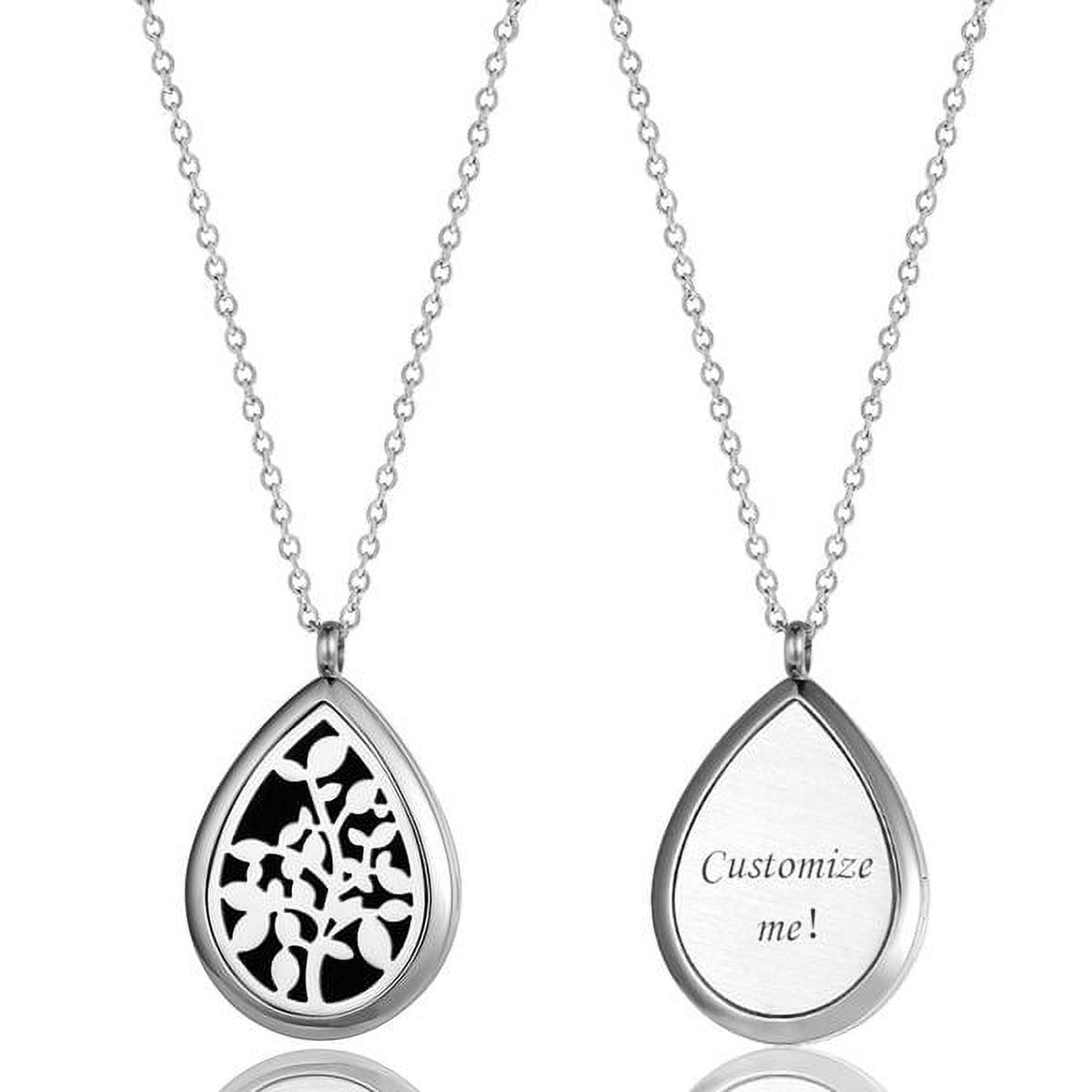 Free Engraving Personalized Aromatherapy Palm Teardrop Essential Oil Necklace Stainless Steel Diffuser Jewelry Free 12 Pads Gift Box Ship Next Day