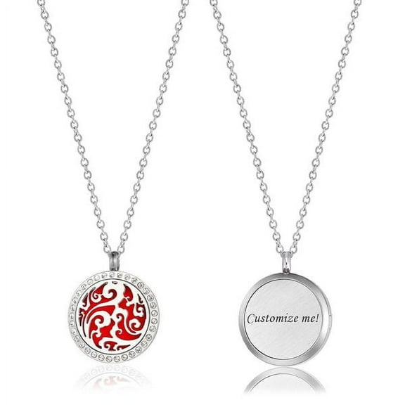 Free Engraving Personalized Aromatherapy Rhinestone Clouds Stainless Steel Essential Oil Necklace Diffuser Jewelry Free 12 Pads Gift Box Ship Next Day