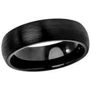 PRISTINE J Free Engraving Personalized Custom Engraving Men's Women's Tungsten Wedding Band 6mm Brushed Black IP Plated Classic Domed BandSZ: 6.5