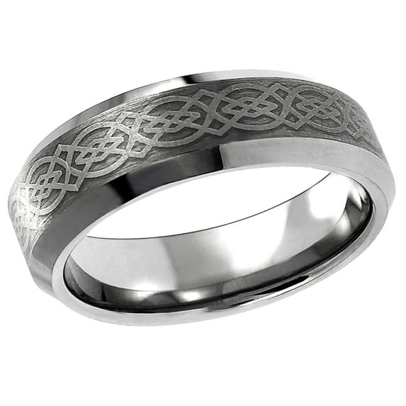 Free Engraving Personalized Custom Engraving Men's Women's Tungsten Wedding Band 6mm Laser Engraved Celtic PatternSZ: 9